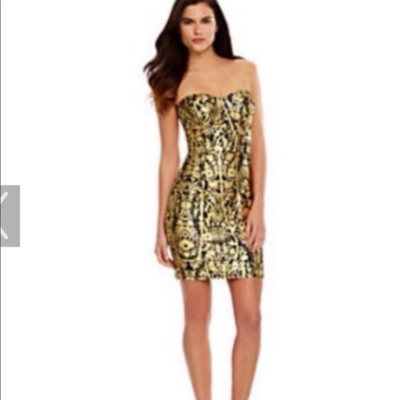 Gianni Bono Gold/ Black Metallic Dress - Picture 1 of 5